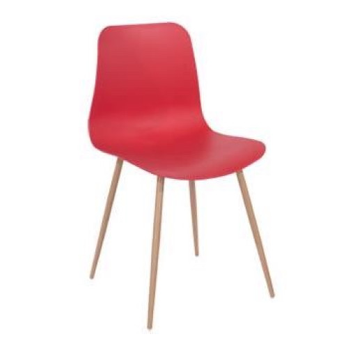 Metro Plastic Chair with Metal Legs Red