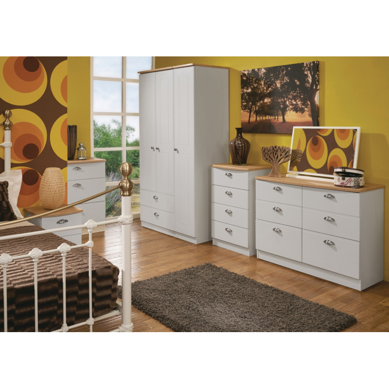 Victoria Tall 3 Door 2 Small Drawers Wardrobe