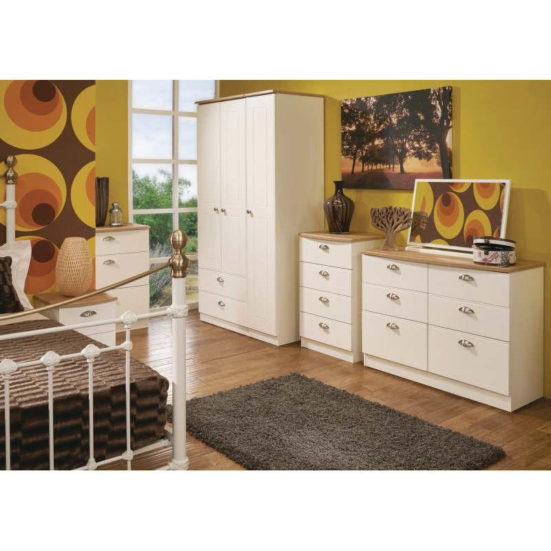 Victoria Tall 3 Door 4 Drawer Mirror Wardrobe