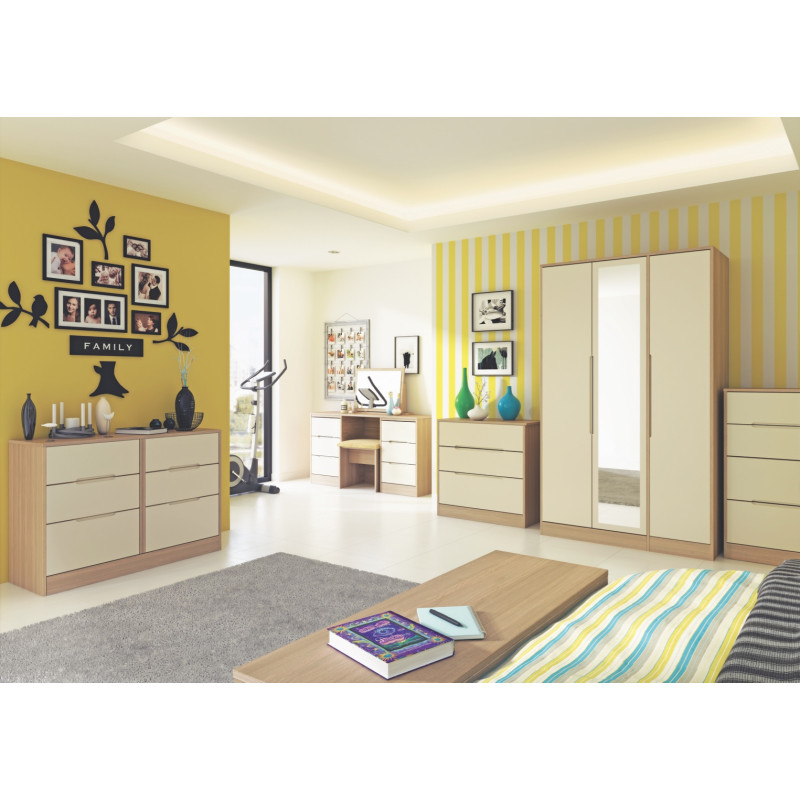 Monaco Tall 3 Door 2 Drawer Mirror Wardrobe Monaco Tall 3 Door 2 Drawer Mirror Wardrobe