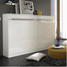 Lune White Gloss Horizontal Bedframe from