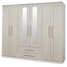 York Tall 6 Door 2 Drawer Mirrored Wardrobe