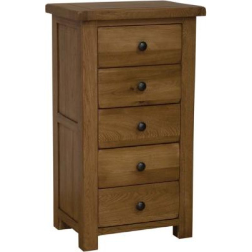 Rustic Oak 5 Drawer Narrow Chest Rustic Oak 5 Drawer Narrow Chest