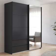 Elara 181cm 2 Door Wardrobe (Metallic Grey/Crystal Mirror)