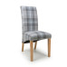 Karta Scroll Back Check Grey Dining Chair
