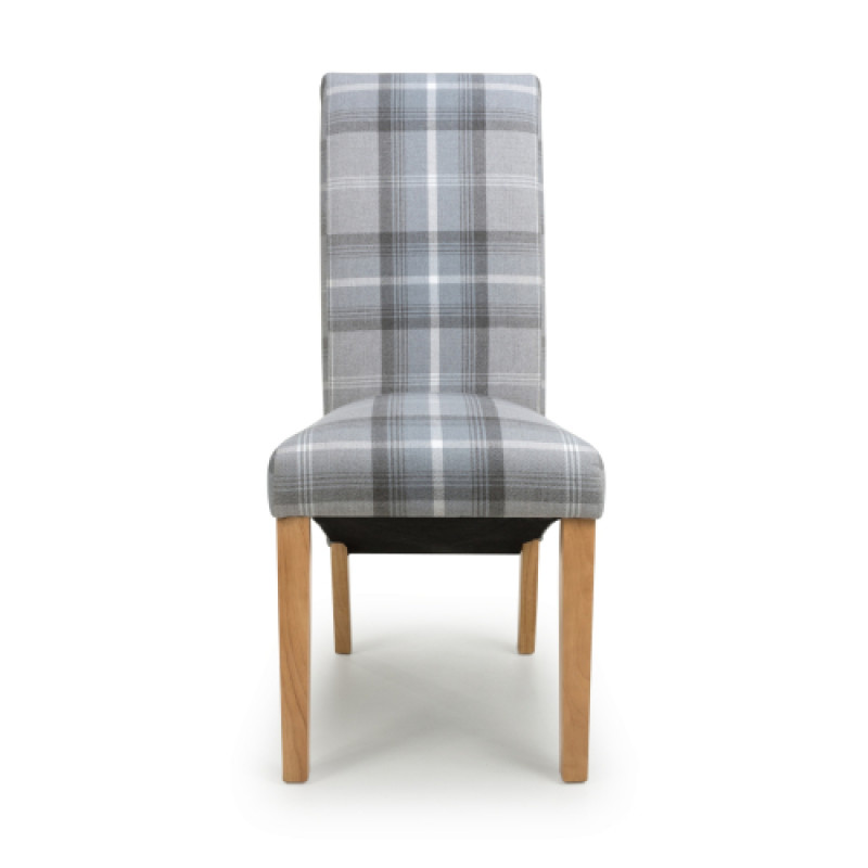 Karta Scroll Back Check Grey Dining Chair