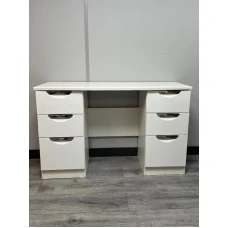 CLEARANCE Camden White Gloss 6 Drawer Kneehole