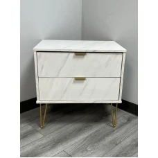 CLEARANCE Hong Kong 2 Drawer Bedside - Marble