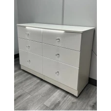 CLEARANCE Lumiere 6 Drawer Midi Chest - White Gloss