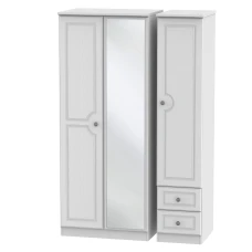 Pembroke Tall 3 Door Mirrored with Drawers Wardrobe